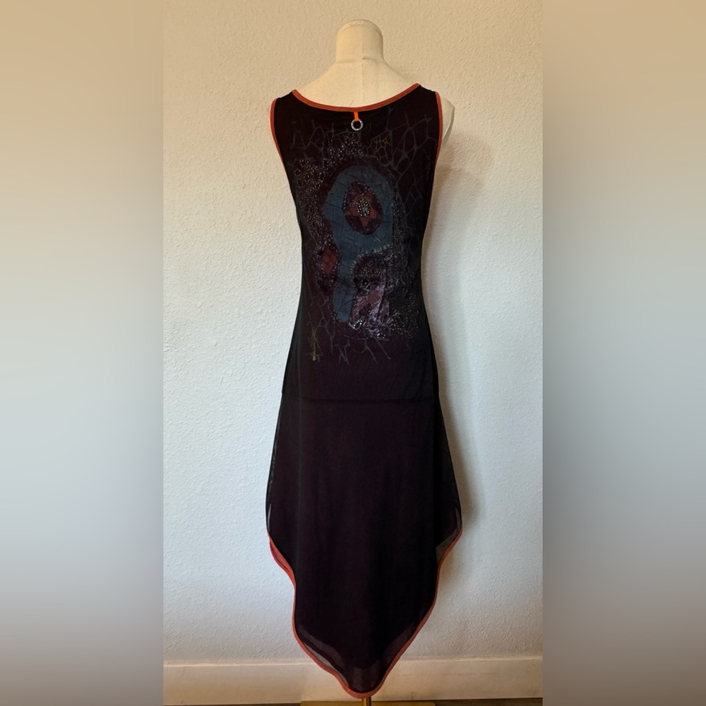 Save The Queen Vintage Brown/Purple/Orange Asymmetrical Dress size Large - Picture 7 of 17